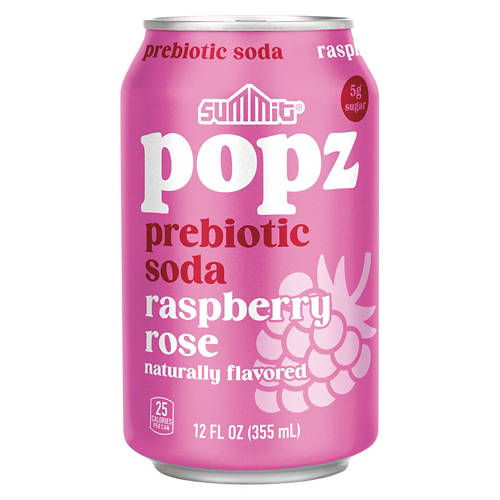 POPアライ Summit Popz Raspberry Rose Flavored Prebiotic Soda, 12 fl oz can